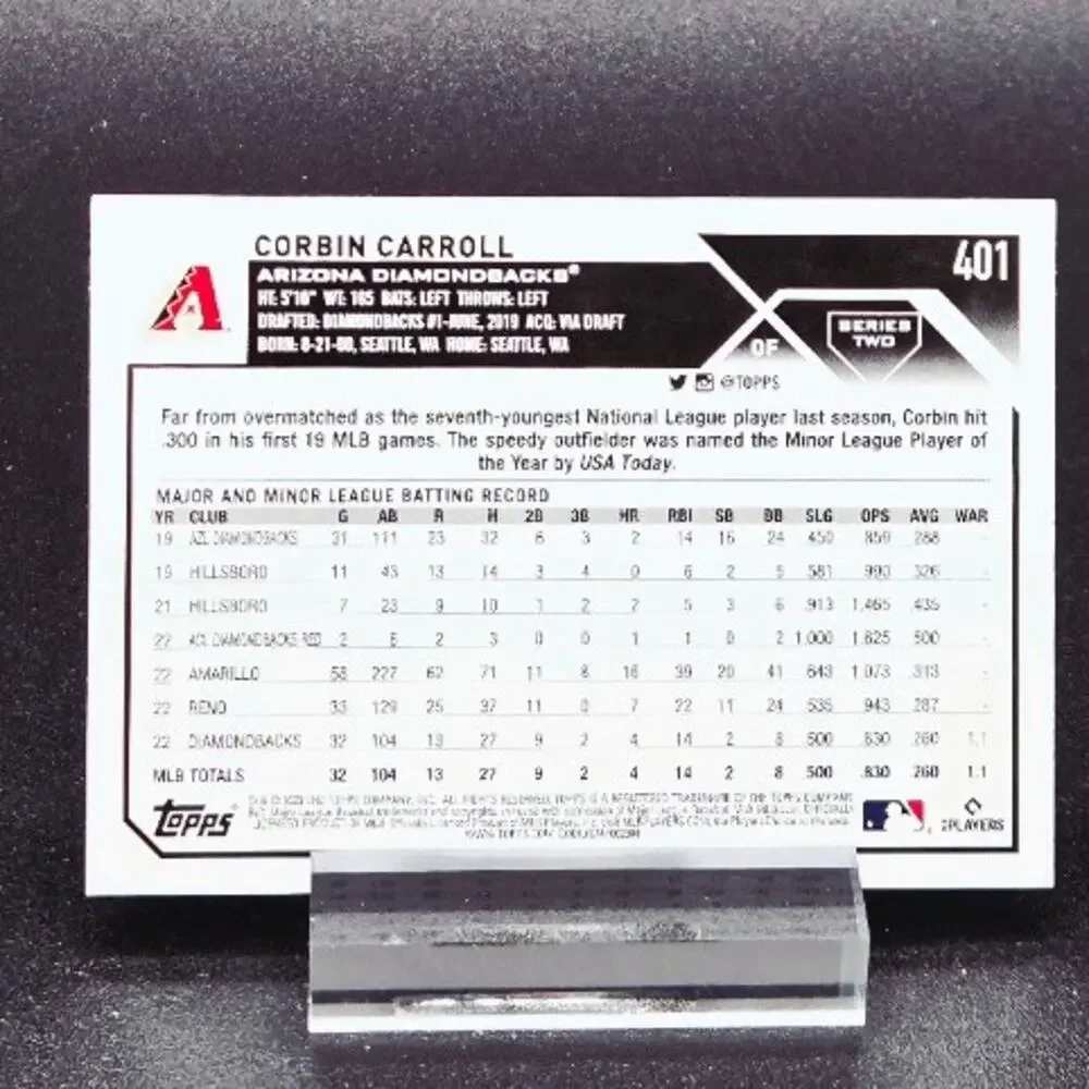 Corbin Carroll Bowman 1st Edition Prospect Bowman RC Arizona Diamondbacks Star
